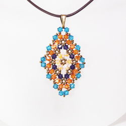 Pendant 40cm - Talia Rhombus M-Chocolate Leather - Pendant 40cm - Laiton bronze